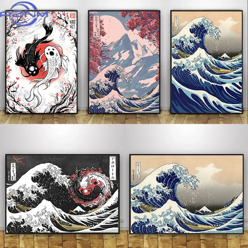 AZNM Canvas Painting Big Wavy  - Japanese Lifestyle And Traditions ulasan dan harga