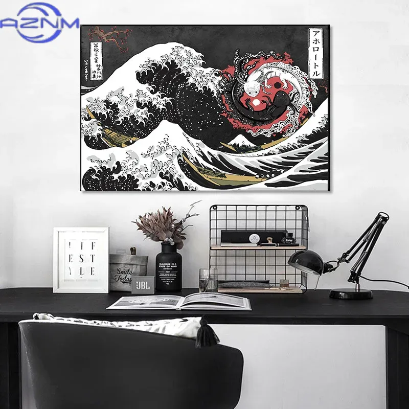 AZNM Canvas Painting Big Wavy  - Japanese Lifestyle And Traditions ulasan dan harga